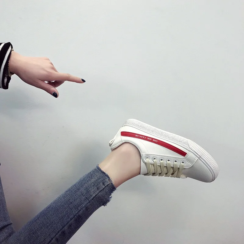 Women Sneakers 2018 Fashion Breathble Vulcanized Shoes Pu leather Platform Lace up Casual White Tenis Feminino Zapatos De Mujer | Обувь
