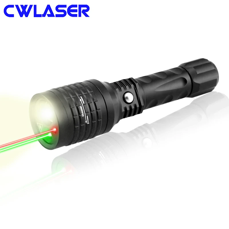 

CWLASER 3-in-1 4-Mode 5mW 532nm Green & 5mW 650nm Red Laser Pointer with Zoomable 600 Lumens LED Flashlight (Black)