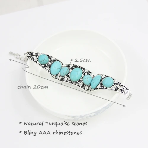 2017 винтажные Синие Красивые браслеты с камнем ювелирные изделия широкая