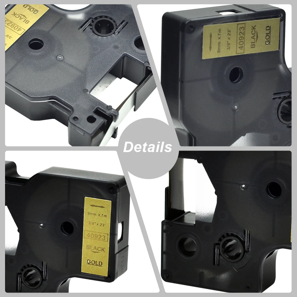 2 шт. Dymo 40923 черный на gold label Клейкие ленты совместимый для DYMO D1 принтер этикеток