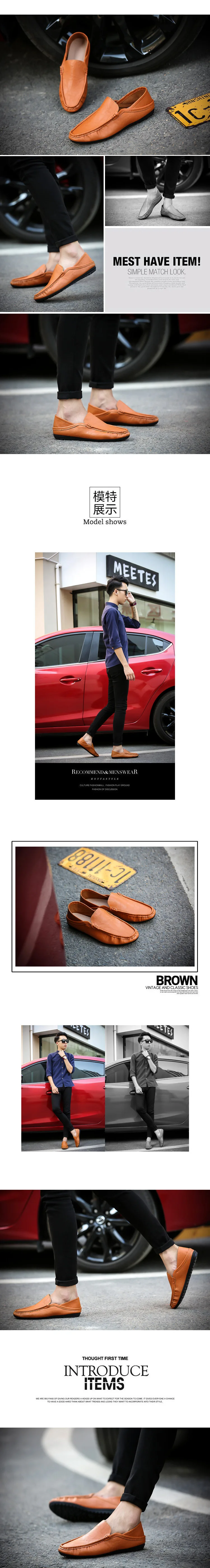 PADEGAO/мягкие удобные мужские лоферы из натуральной кожи для отдыха; лаконичная однотонная Классическая обувь на плоской подошве для вождения в стиле ретро; обувь без застежки