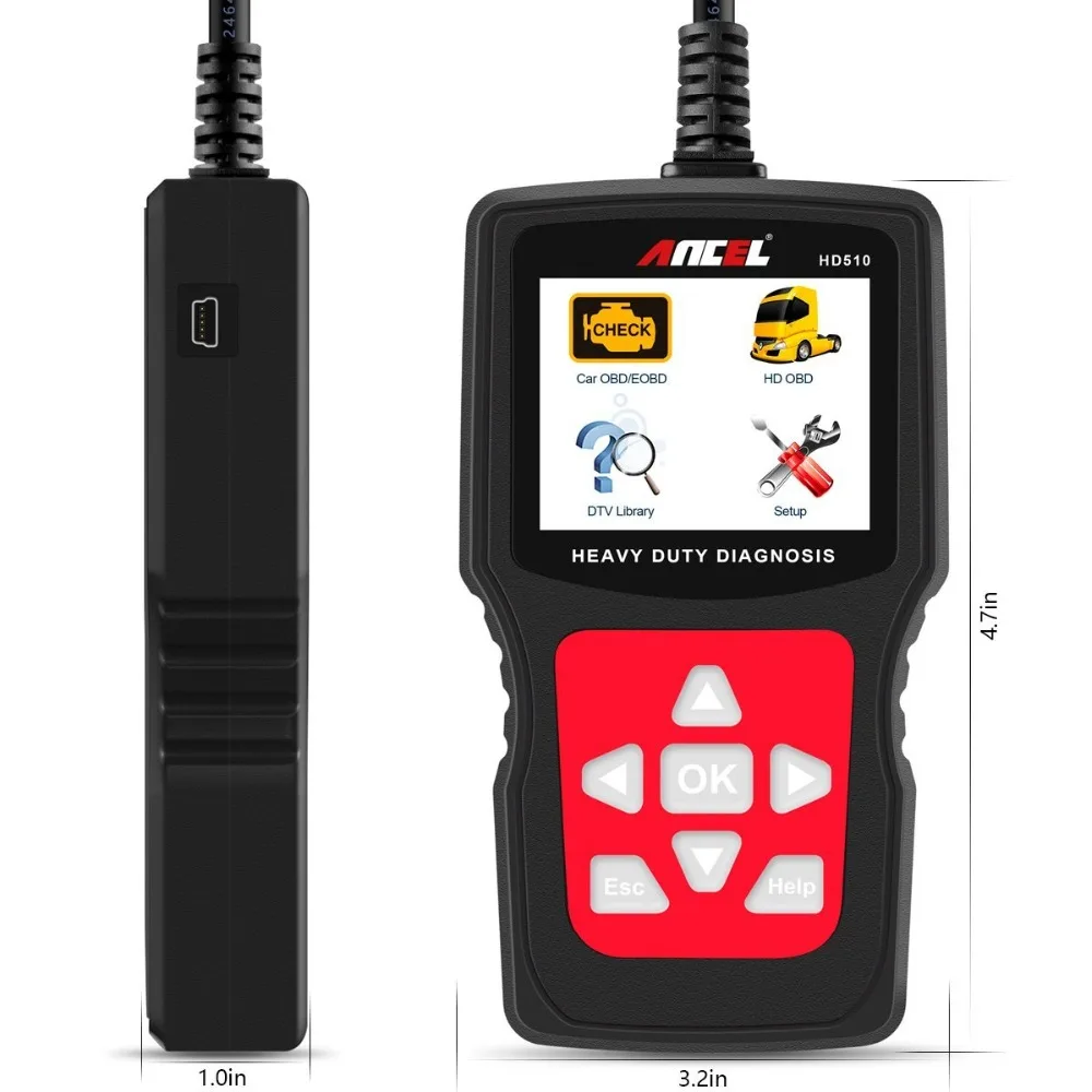 Ancel HD510 OBD2 автомобильный сканер Авто Автомобильные грузовики OBD диагностический