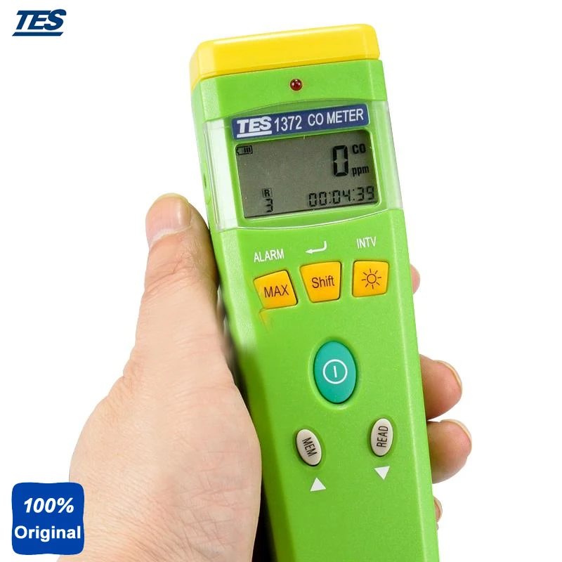 

TES-1372 портативный CO анализатор, измеритель угарного газа, тестер газа (0 ~ 999 ppm,1ppm)