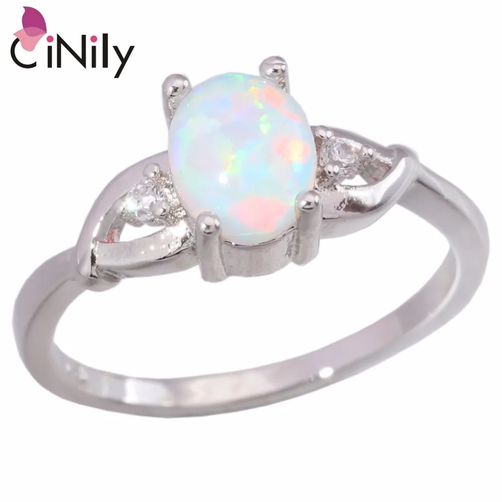 Кольца CiNily с белым огненным опалом однотонные кольца из искусственного серебра