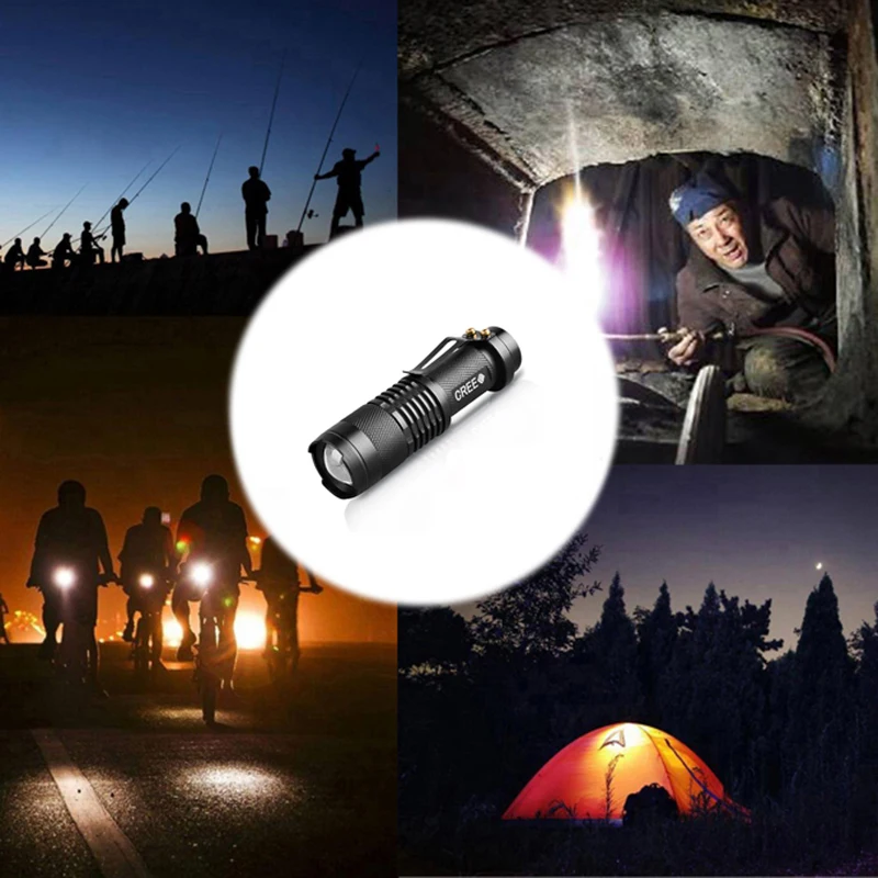 Мощный 3 режима SK68 CREE Q5 светодиодный фонарик Zoom Тактический уличный фонарь lanterna