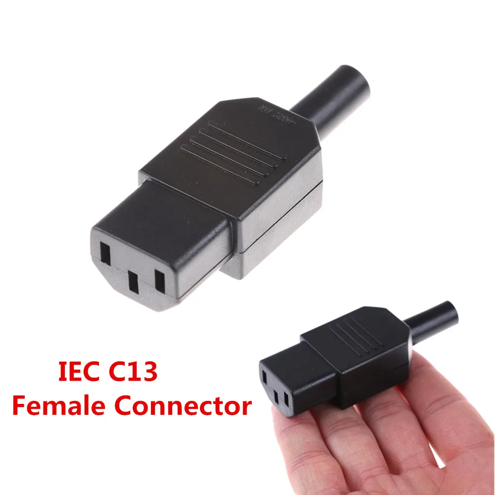 Черный многоразовый 3 контактный гнездовой разъем IEC 320 C13 подключения питания 10A
