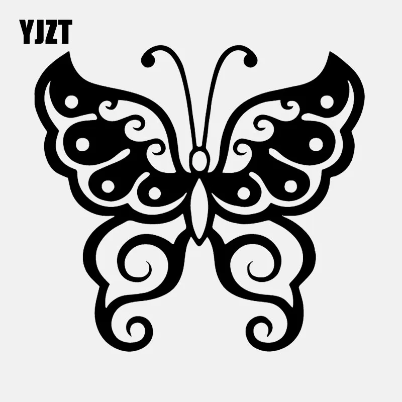 

YJZT, 13,4 см * 12,4 см, декоративная художественная виниловая наклейка на автомобиль, наклейка с красивым рисунком бабочки, черная/Серебряная Фот...