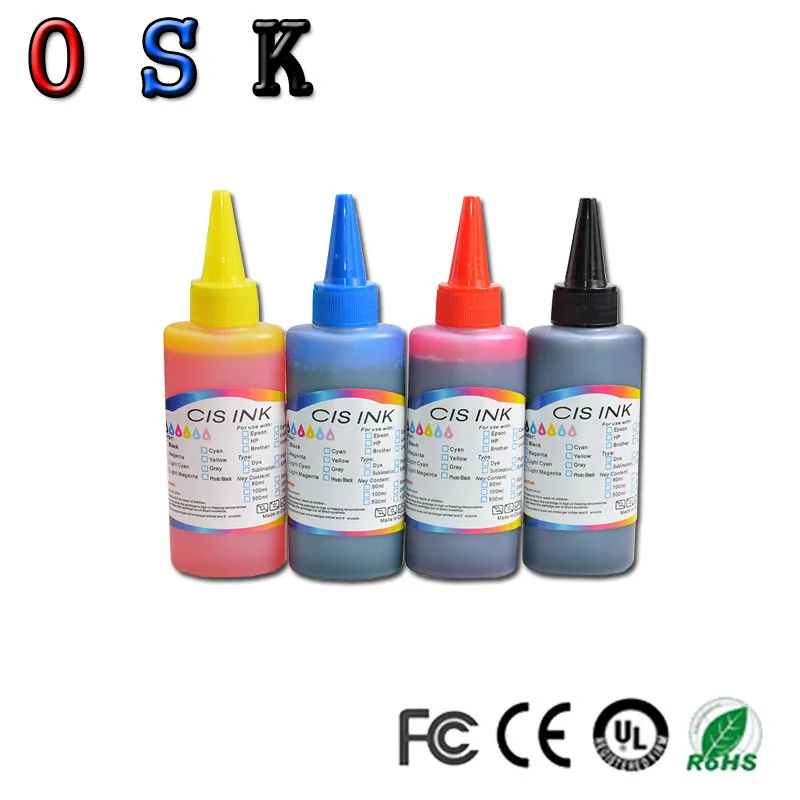 Чернила для красителя OSK 4PK 100 мл чернила заправки универсальные HP Canon Brother Epson Samsung