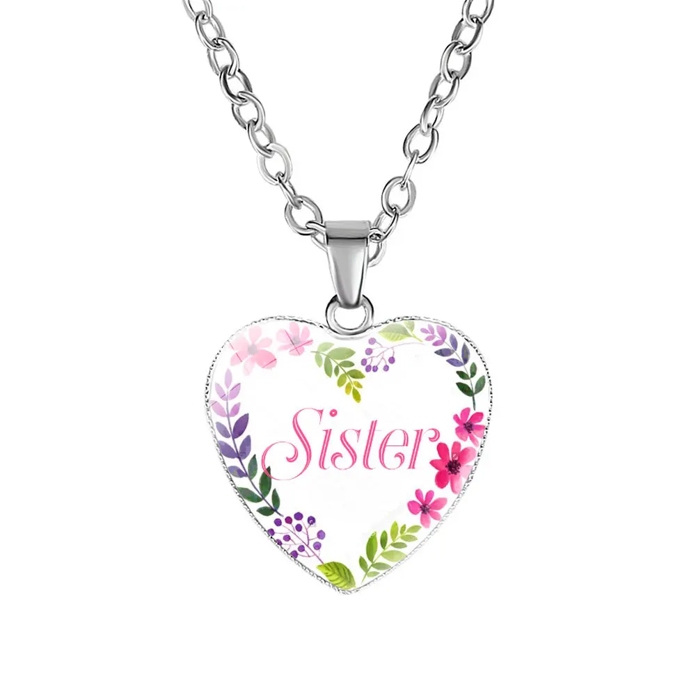 Винтажное ожерелье с подвеской в виде сердца сестры длинная цепочка розового