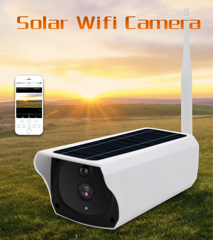 IP67 IR Открытый 2MP солнечная батарея перезаряжаемая wifi цилиндрическая камера