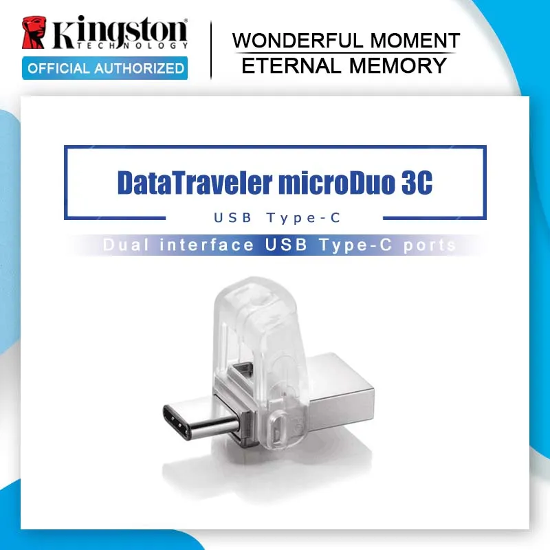 

Original Kingston USB Flash Drive DataTraveler Micro Duo 3C 64GB 32GB 16GB USB 3.1 For PC Phone with Type-C Port