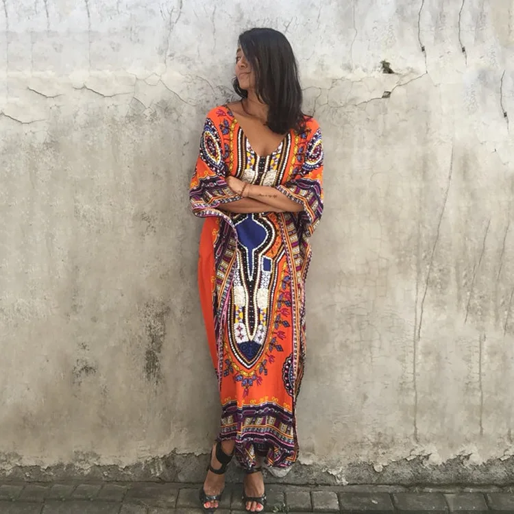 Bloomhawk2018 spring women's dress large size fast selling popular style south American wind printing leisure | Женская одежда