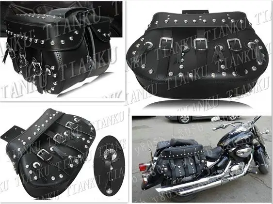 Черная Боковая Сумка из искусственной кожи седельные сумки для Kawasaki Vulcan Classic VN 400