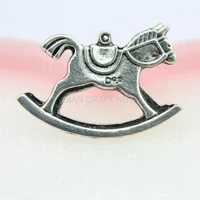 50pcs large rocking horse antique silver zinc alloy flatback charm drops diy supplies for jewelry making 4127mm 3d riding