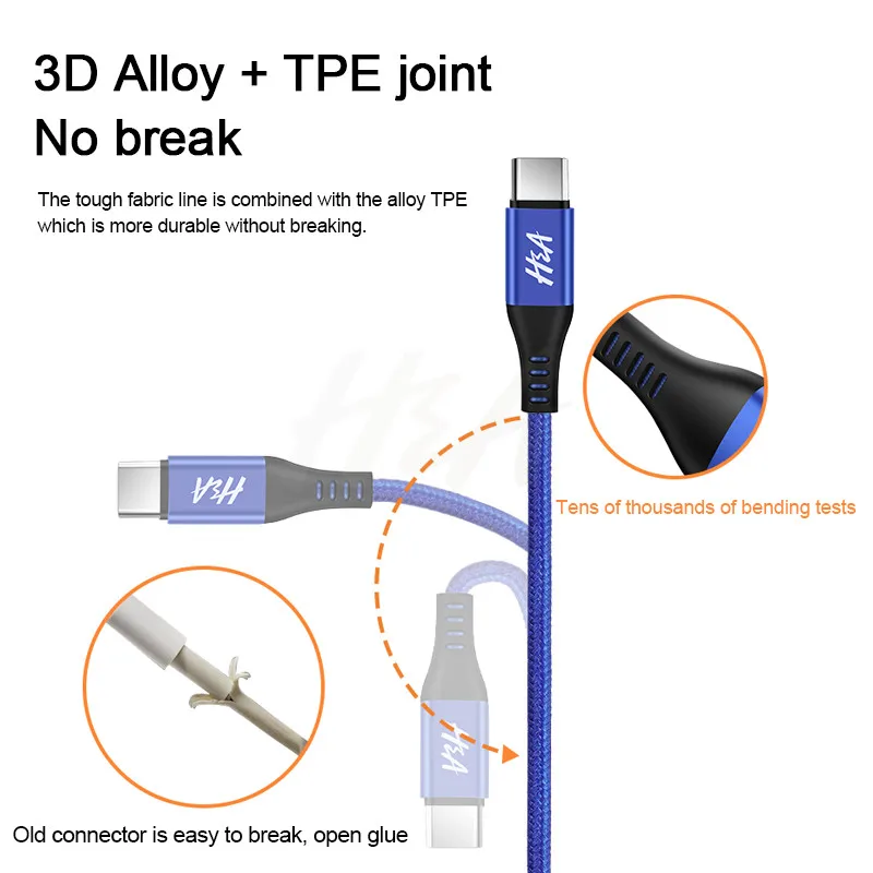 H& A 3A usb type-C кабель для быстрой зарядки кабель для синхронизации данных type C для samsung S9 S8 Note 9 huawei Honor Phone usb зарядный шнур