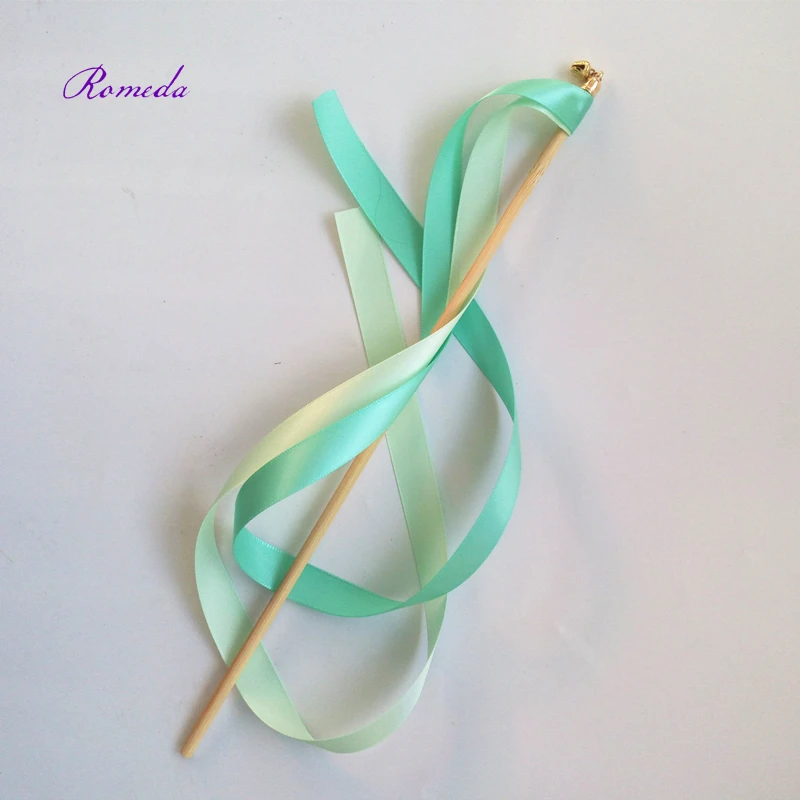 Новый стиль 50 шт./лот мятно зеленая лента Свадебная палочка палочки с золотыми
