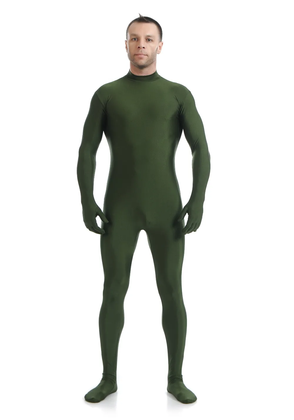 

Mandy Black Unitard Men Lycra Spandex Bodysuit Turtleneck Zentai Suit With Feet Second Skin Tight Suits for Halloween Cosplay