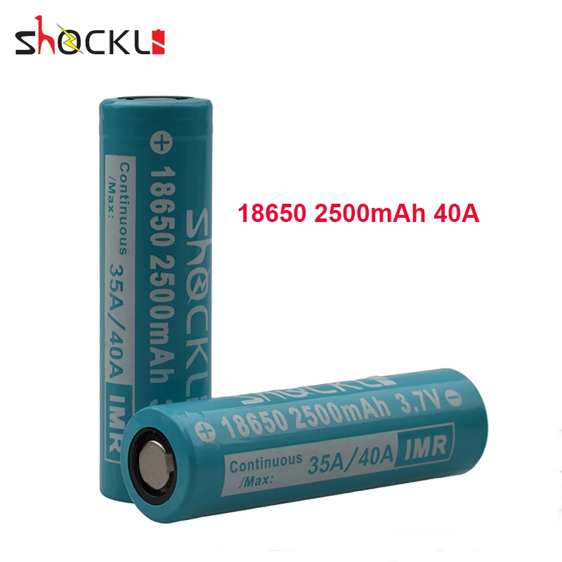 Shockli 18650 батарея 2500mAh 3 7 V литий ионная аккумуляторная литиевая 40A для фонарей