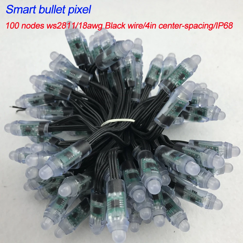 18AWG провод 100 шт./струна 12 В постоянного тока мм WS2811 адресный RGB светодиодный умный