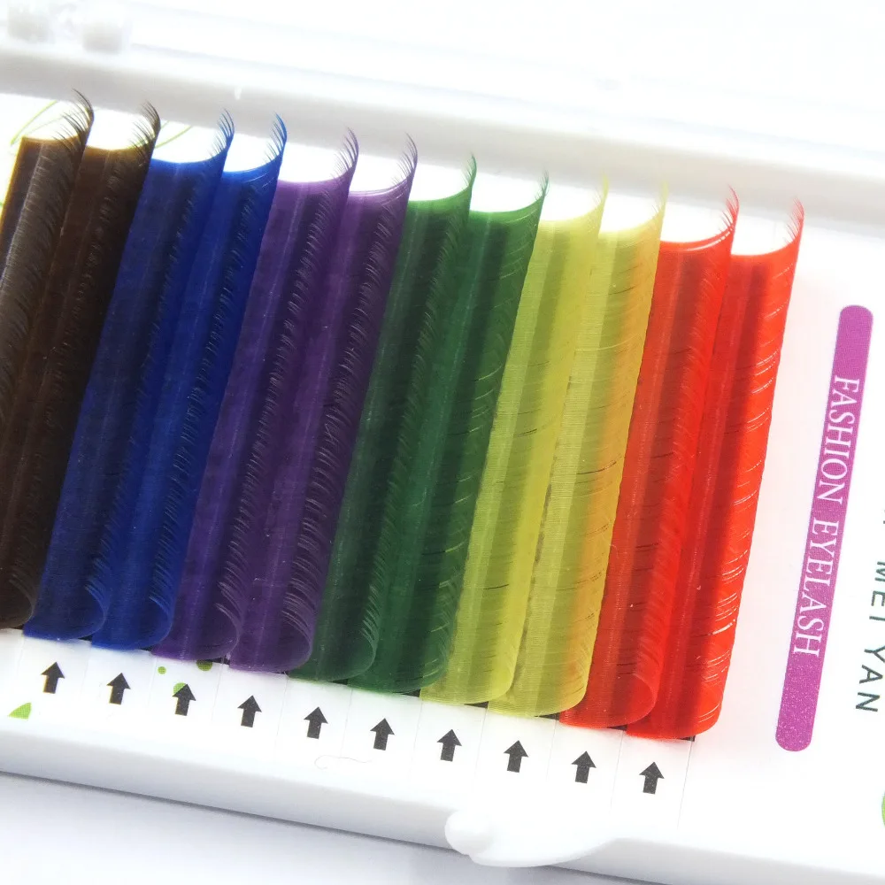 New 6 colors Rainbow Colored Eyelash Extension color eyelashes extension tool All size | Красота и здоровье