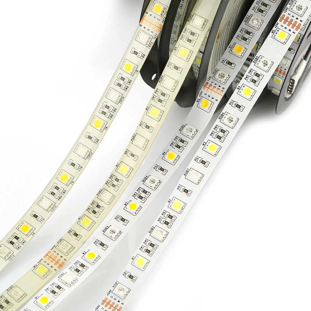 RGBW RGB теплый светодиодный светильник 5050 SMD 12 мм PCB 5 м 60 светодиодов/м DC24V