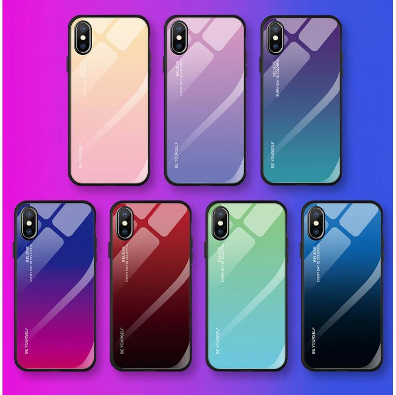 Роскошный градиентный стеклянный чехол для iPhone X XSMax XR 7 8 6s 6 Plus 7PLUS мягкий