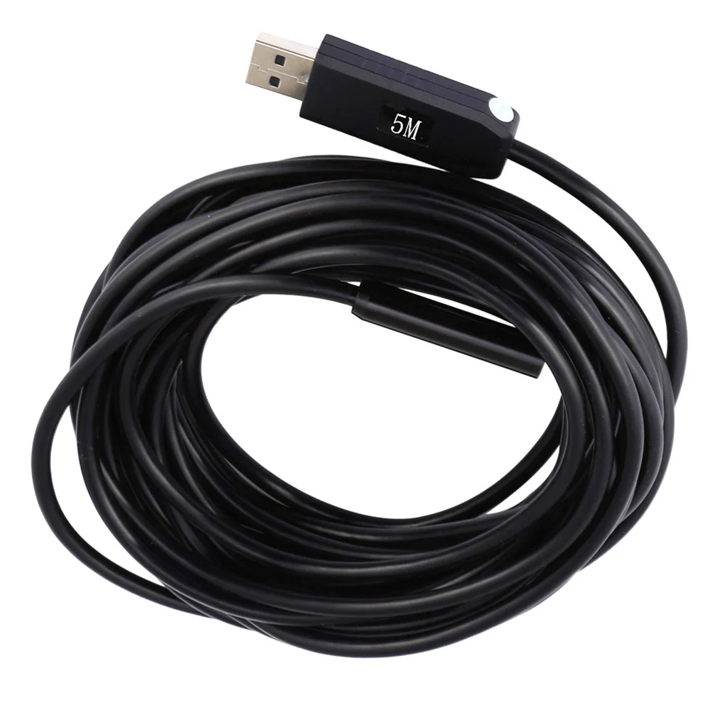 USB Инспекционная камера 10 мм 5 м бороскоп в виде змеиной трубки с 6 светодиодный