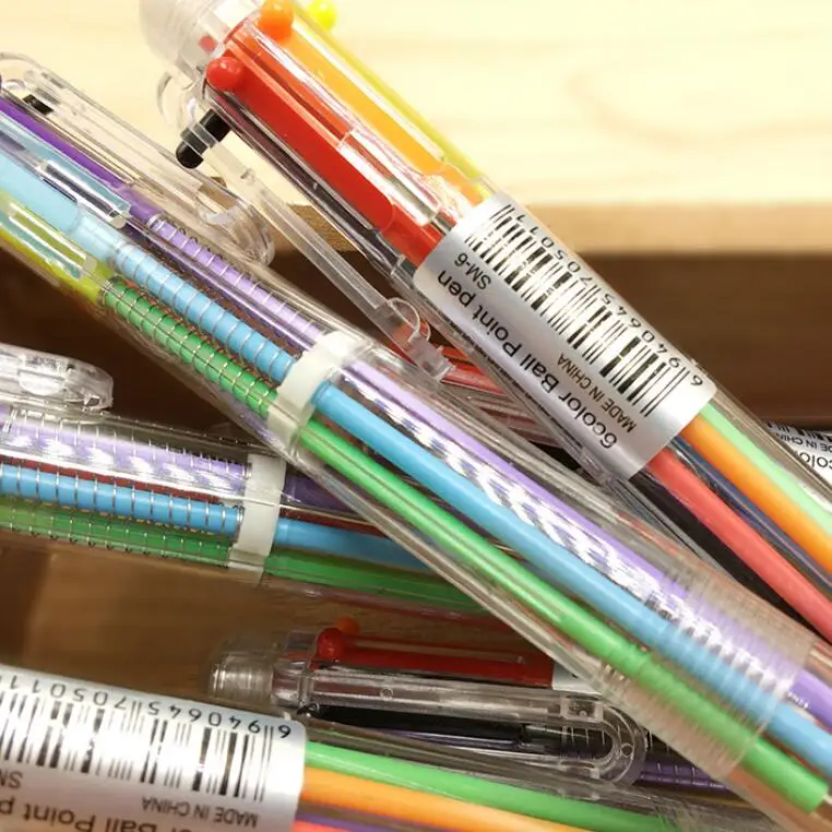 

3pcs/lot Kawaii Rainbow Press style color ink ballpoint pen Students' DIY Drawing pens Writing ball pen Office school supplies