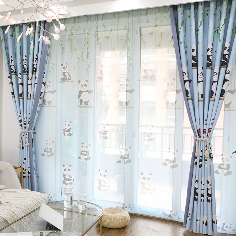 Double-sided Stitching Kids Curtains for Bedroom Cartoon Printing Blackout Living Room Green Children's | Дом и сад