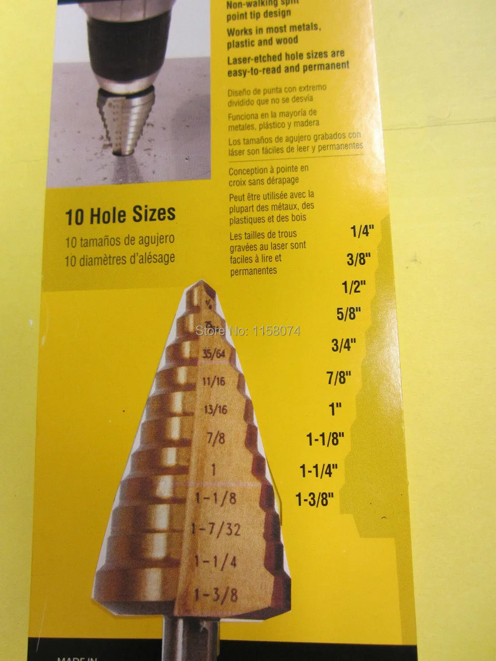 1/4-1-3/8'' 10 Sizes HSS Step Cone Drill Titanium Bit Set Hole Cutter Reamer Counterbore Fit Steel Wood Metal Plastic Iron Plate |