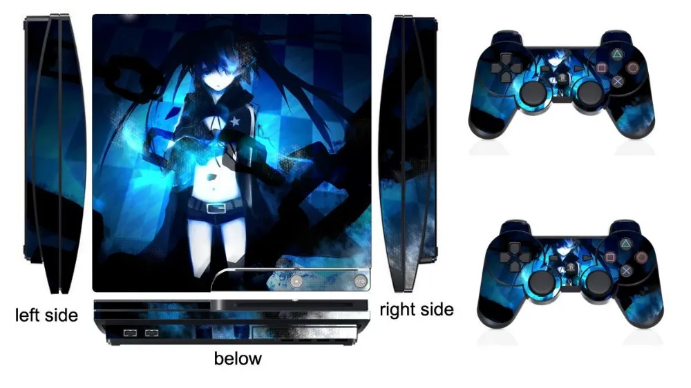 Черная наклейка на виниловую кожу Rock 213 Защитная пленка для Sony PS3 Slim PlayStation 3 и 2