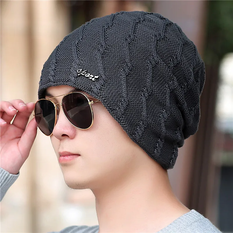 Xthree Winter Men's Skullies Beanies Knitted Hat Caps Lining Keep warm Male Gorras Bonnet Hats For Men Women | Аксессуары для