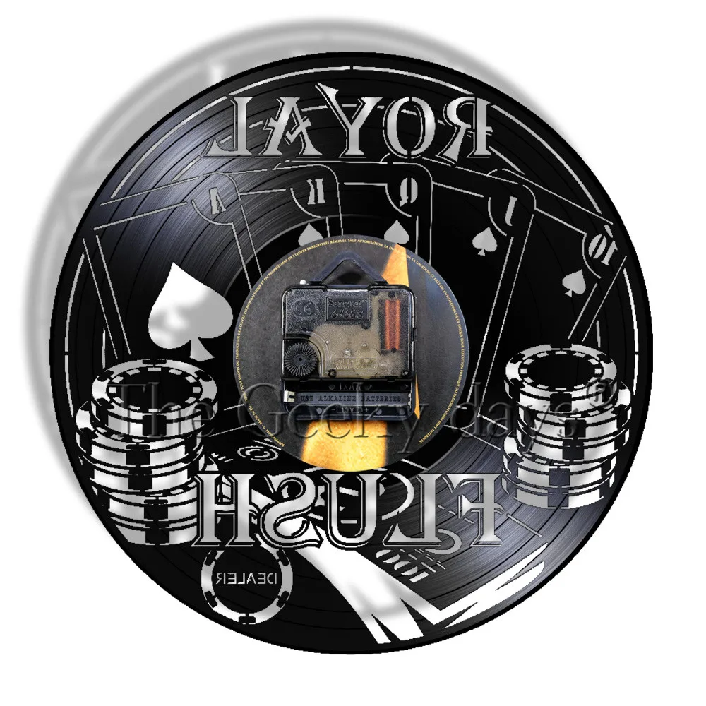 Покерная Виниловая пластинка настенные часы Королевский Флеш Spades Gamble Watc Las Vegas