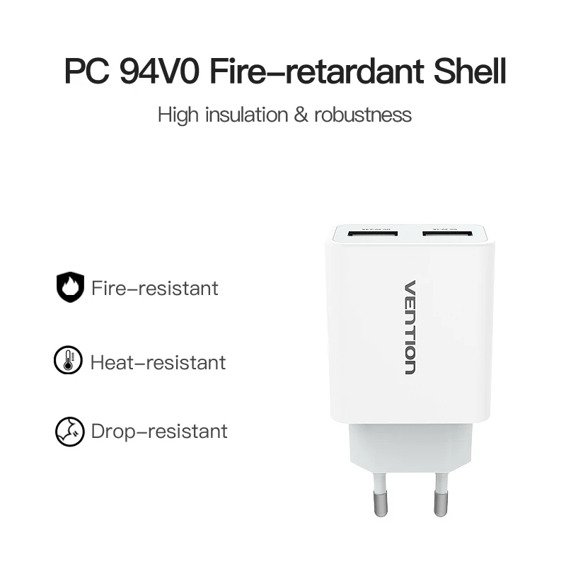 Vention зарядное устройство для мобильного телефона 5 в 1A 2.4A двойное USB портативное
