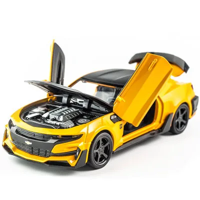 KIDAMI Camaro 1: 32 высокая имитация литья под давлением модель автомобиля Вытяните назад звуковой светильник коллекция для детских подарков машинки - Цвет: Yellow