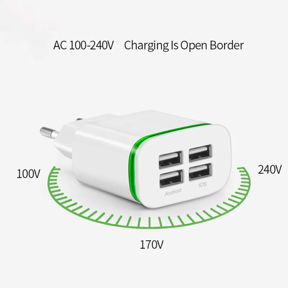 Зарядное устройство SOONHUA с 4 USB портами и светодиодной подсветкой|Зарядные
