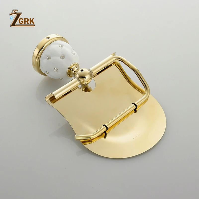 zgrk brass toilet paper holder tissue hanger bathroom rolling paper holder wall room tray mat chrome gold wall mount hold free global shipping