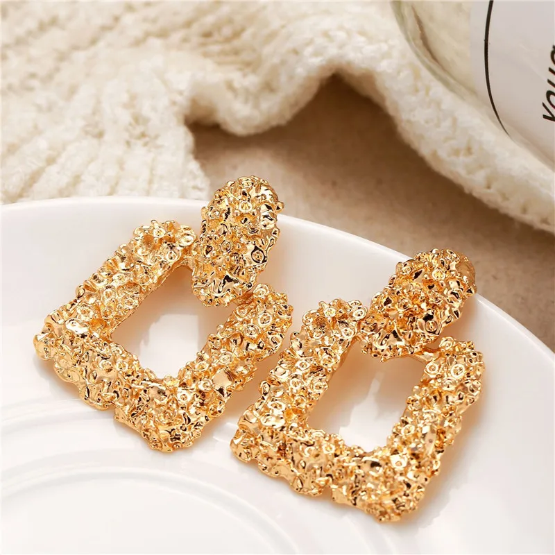 Бесплатная доставка большие размеры геометрические металлические серьги для