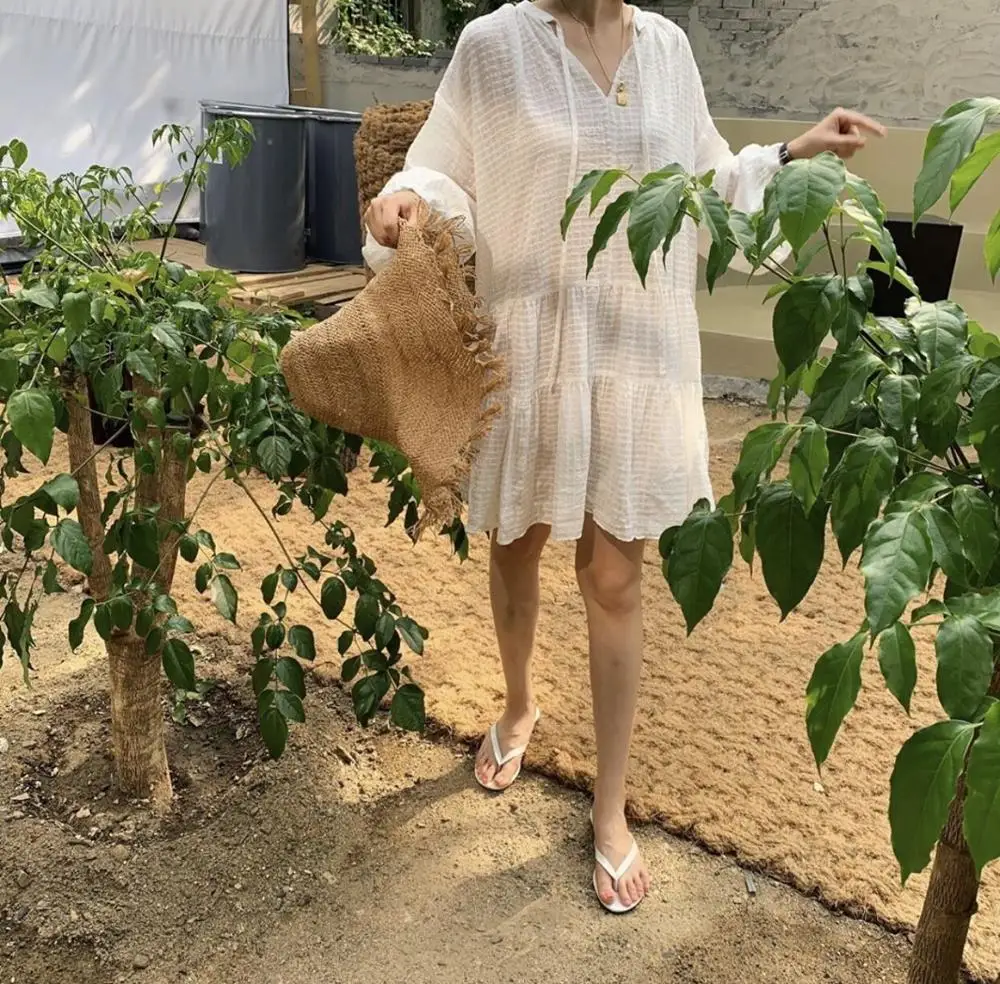 WHITNEY WANG летнее платье 2019 модное уличное корейское стильное милое негабаритное