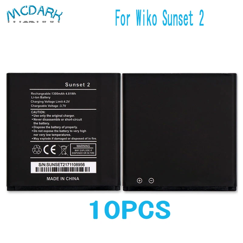 10 шт./лот для Wiko Sunset 2 аккумулятор 1300 мАч Sunset2 аккумулятор|for wiko battery|battery forlot battery |