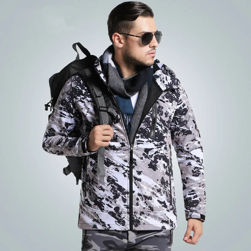 Мужская повседневная куртка с капюшоном камуфляжная на молнии размеры L-5XL