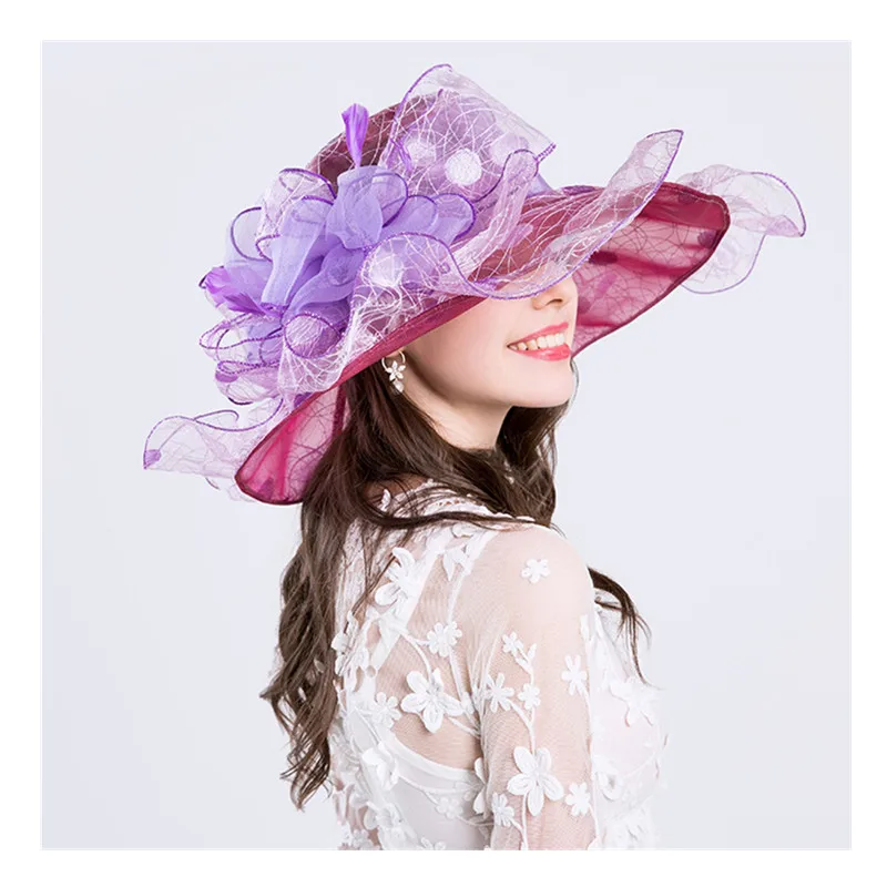 Модная женская сетчатая шляпа в горошек Kentucky Derby с большим бантом и широкими