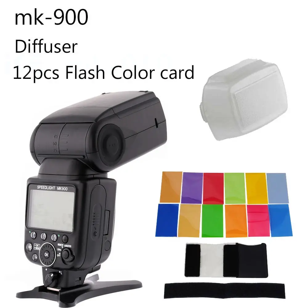 Вспышка Meike MK 900 MK900 iTTL Speedlite как SB для Nikon D7100 D750 D800 D810 D610 с диффузором и 12 цветным