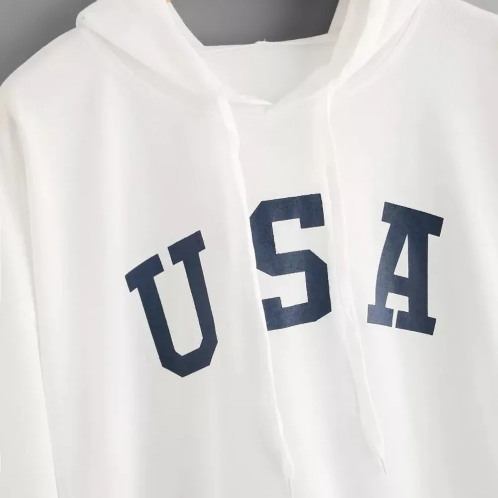 JAYCOSIN буквы USA принт Новая Женская мода с длинными рукавами свитер с капюшоном Harajuku джемпер пуловер с капюшоном топы Повседневное свободные