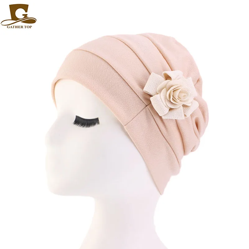 

New Flower Ruffle Chemo Hat Turban Headband Scarf Beanie Cap for Cancer Patient