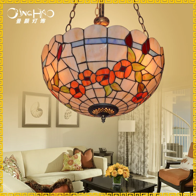 European pastoral fashion chandelier lamp living room Tiffany restaurant idyllic American country hanging l |