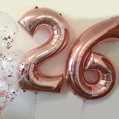 30 дюймов градиент цвета розы воздушные шары из фольги в виде цифр день рождения