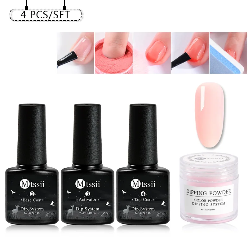 ZH03190 Mtssii система Погружения Набор для ногтей Holo Nail Art Dip порошок с Dip основой активатор жидкий гель цвет ногтей натуральный сухой без лампы - Цвет: ZH03190