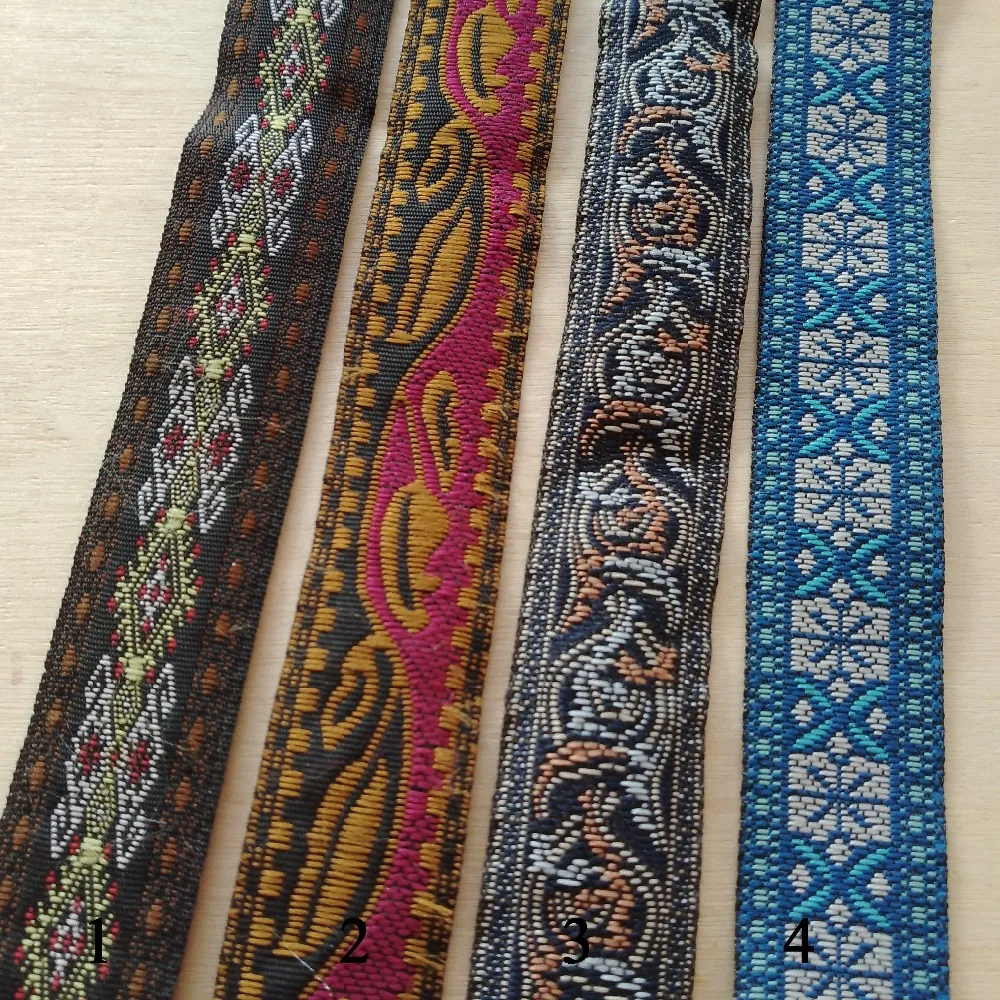 2cm 20mm 7/8' Orange Green Floral Ethnic Fine Lace Diy Handmade Garment Costume Trim National Jacquard Embroidery Webbing Ribbon | Дом и