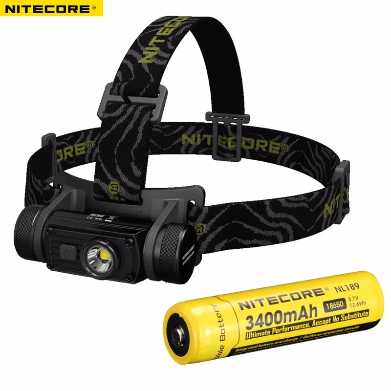 

LED headlamp NITECORE HC60 XM-L2 U2 max. 1000LM beam Distance 117 meters rechargeable headlight with a 18650 3400mAh battery